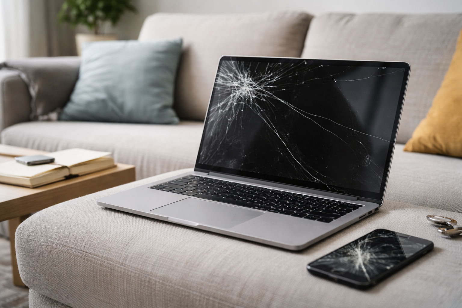 Nicht dringender Schadenfall – gerissener Bildschirm (Laptop und Handy) zur Dokumentation
